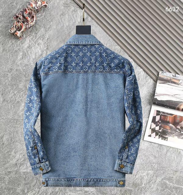 GIACCA CAMICIA IN DENIM CON MONOGRAMMA AZZURRO LV 238981