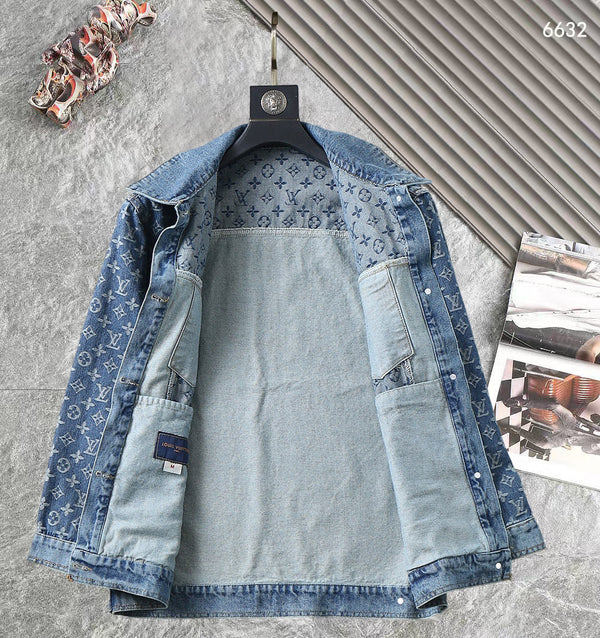 GIACCA CAMICIA IN DENIM CON MONOGRAMMA AZZURRO LV 238981
