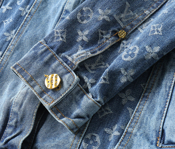 GIACCA CAMICIA IN DENIM CON MONOGRAMMA AZZURRO LV 238981