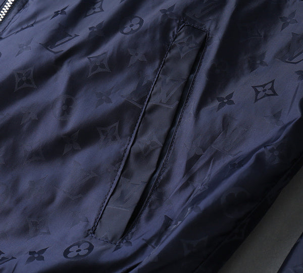 GIACCA CON CAPPUCCIO MONOGRAMMA BLU NAVY LV 238985