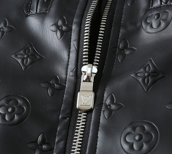 GIACCA CAMICIA LV IN PELLE DI VITELLO NERA CON LOGO IN RILIEVO 238988