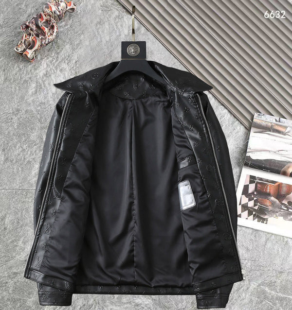 GIACCA CAMICIA LV IN PELLE DI VITELLO NERA CON LOGO IN RILIEVO 238988