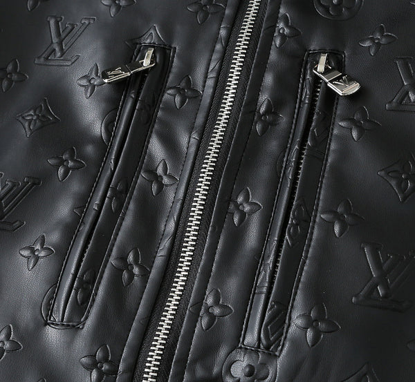 GIACCA CAMICIA LV IN PELLE DI VITELLO NERA CON LOGO IN RILIEVO 238988