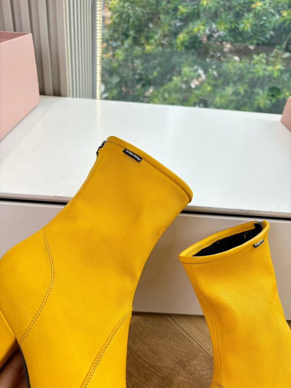 Miu Bootie Yellow Nappa Leather 506641