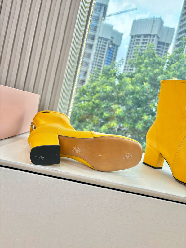Miu Bootie Yellow Nappa Leather 506641