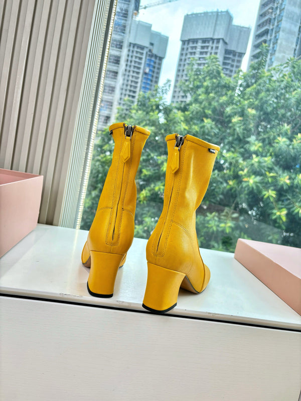 Miu Bootie Yellow Nappa Leather 506641