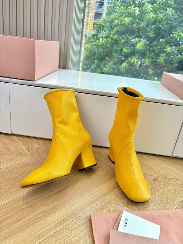 Miu Bootie Yellow Nappa Leather 506641