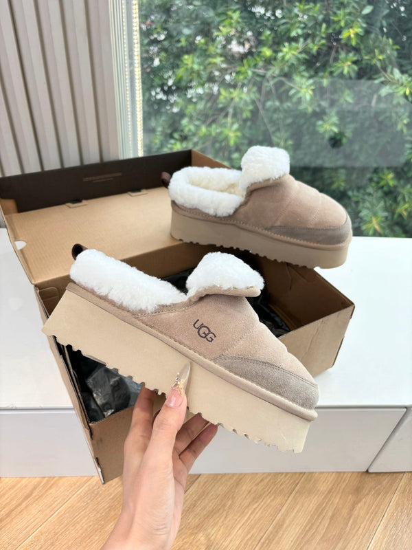 UGG Australian Shepherd Theia Platform Warm Taupe Wool Suede 525937