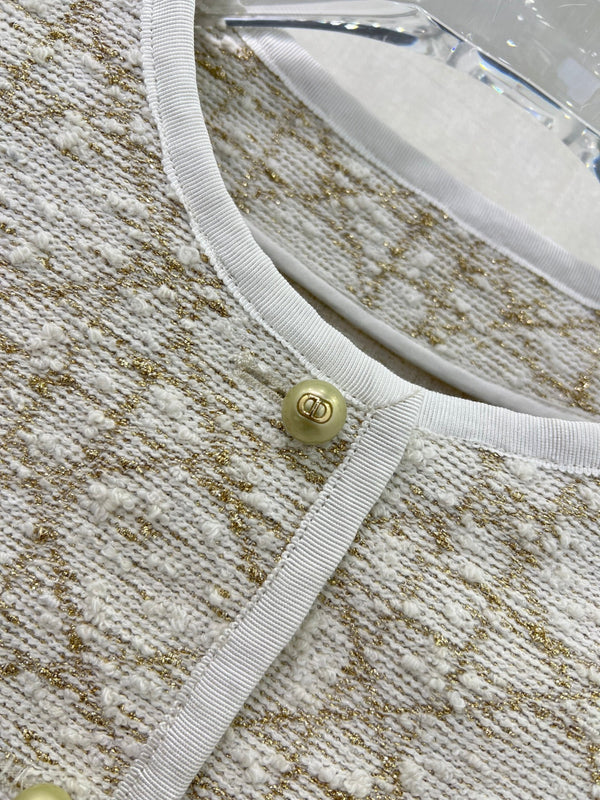 CD 25 Round Neck Jacket Beige Cotton Nylon Acrylic