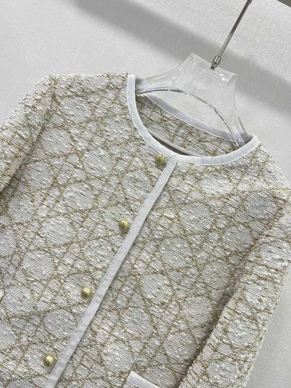 CD 25 Round Neck Jacket Beige Cotton Nylon Acrylic