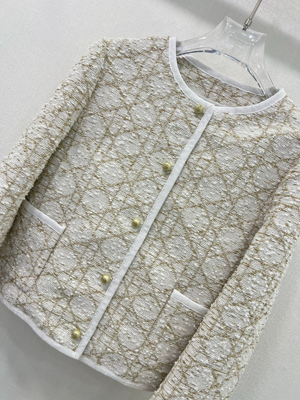 CD 25 Round Neck Jacket Beige Cotton Nylon Acrylic