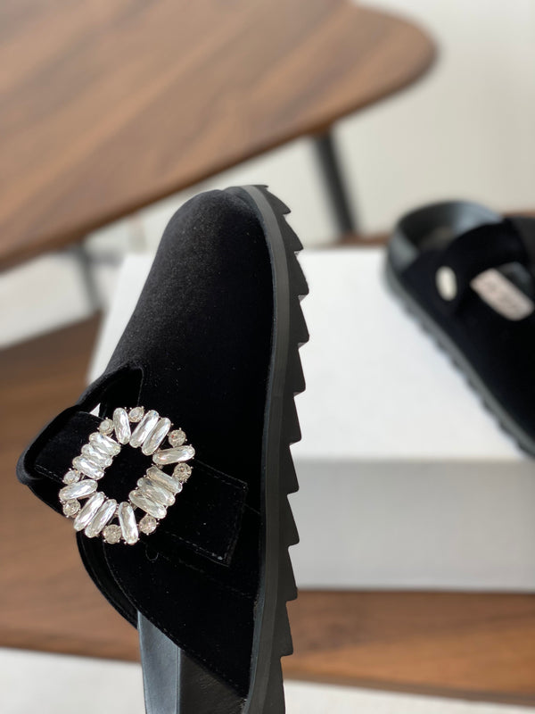 Viv 25 Slippers Black Imported Flannel 350444