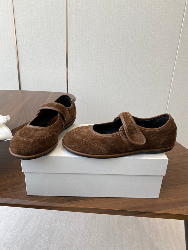 HM 25s Velcro Mary Jane Earthy Brown Suede