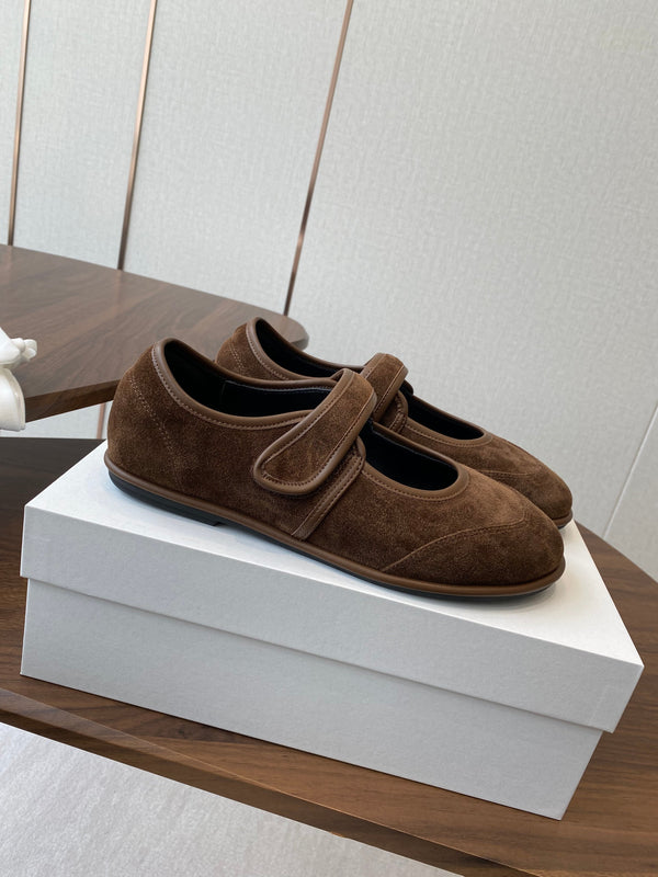 HM 25s Velcro Mary Jane Earthy Brown Suede