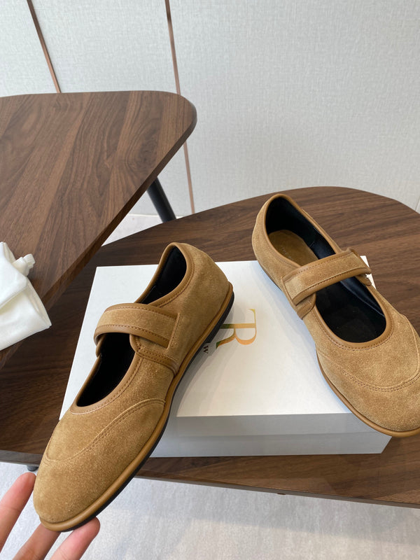 HM 25s Velcro Mary Jane Light Tan Suede