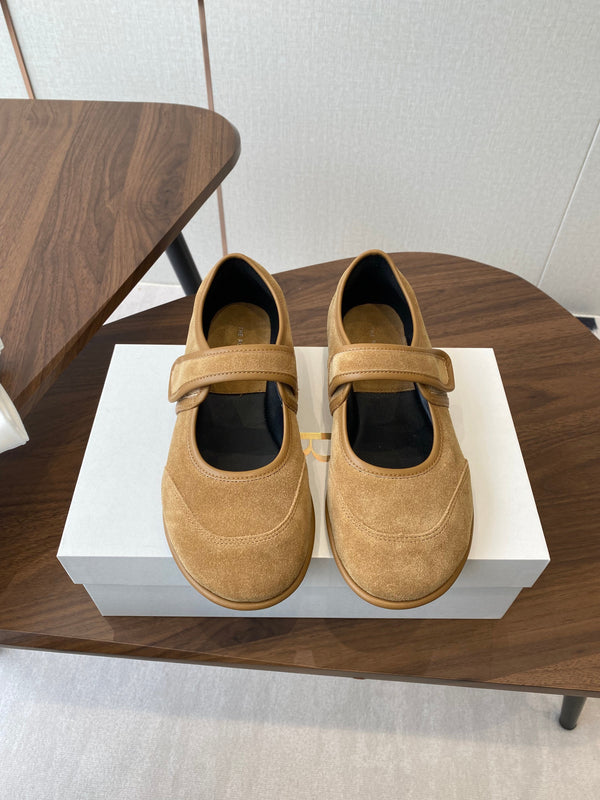 HM 25s Velcro Mary Jane Light Tan Suede