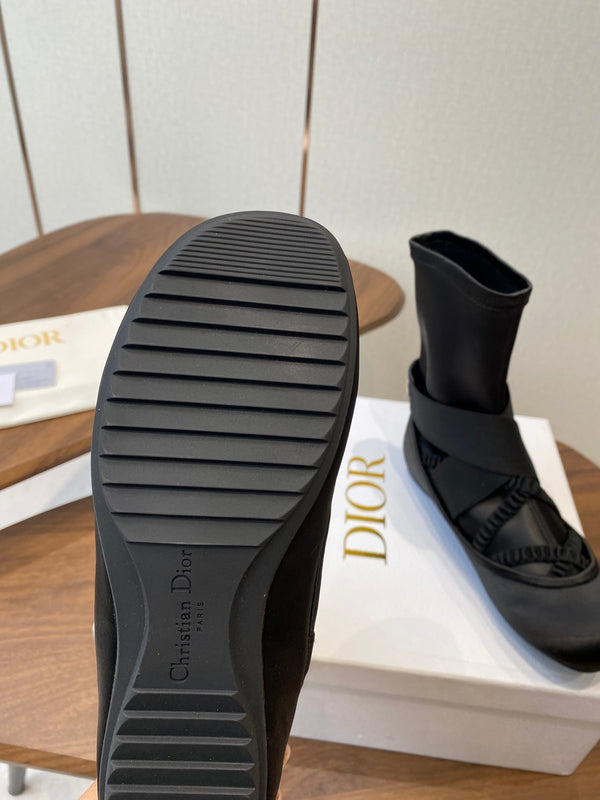 CD Ballet Stretch Boots Black Sheepskin Fabric 431502