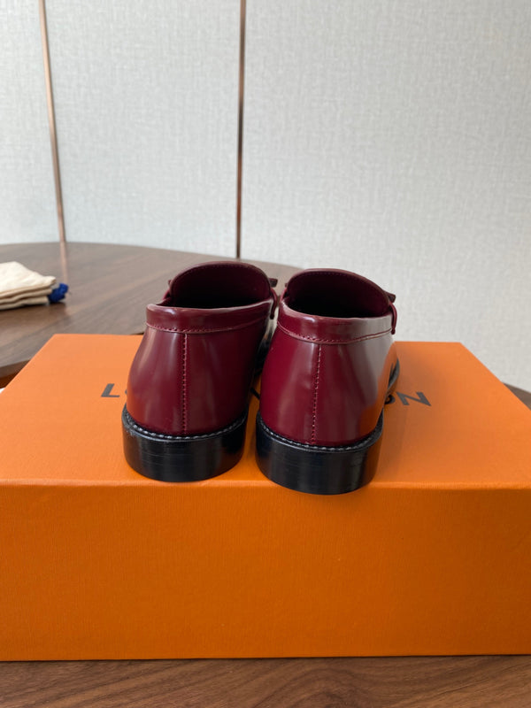 LV Academy Loafer Brown Monogram Canvas & Burdundy Patent Leather 477727