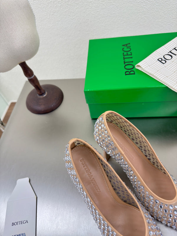 BV Strass Sofia Pump 90mm Beige Mesh 428480