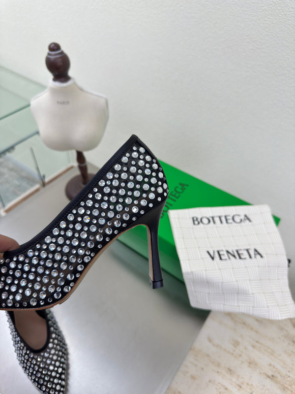 BV Rhinestones Sofia Pump 90mm Black Mesh 428482