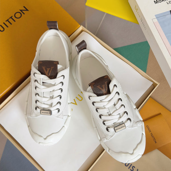 LV Bubble Sneaker 50mm White Lambskin Monogram Canvas 459763