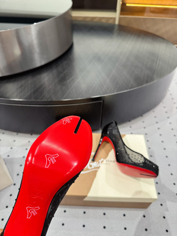 CL x Margiela 25 Diamond Pumps Black Fabric Lace Swarovski 296038