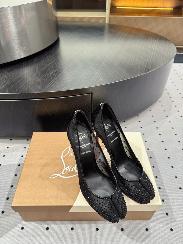 CL x Margiela 25 Diamond Pumps Black Fabric Lace Swarovski 296038