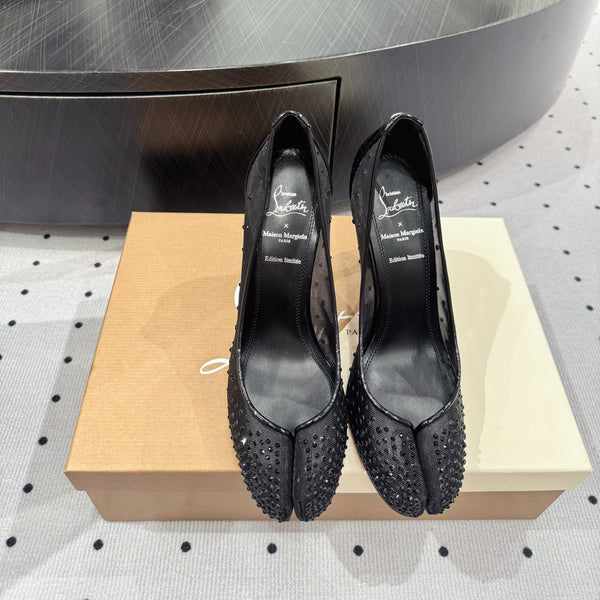 CL x Margiela 25 Diamond Pumps Black Fabric Lace Swarovski 296038