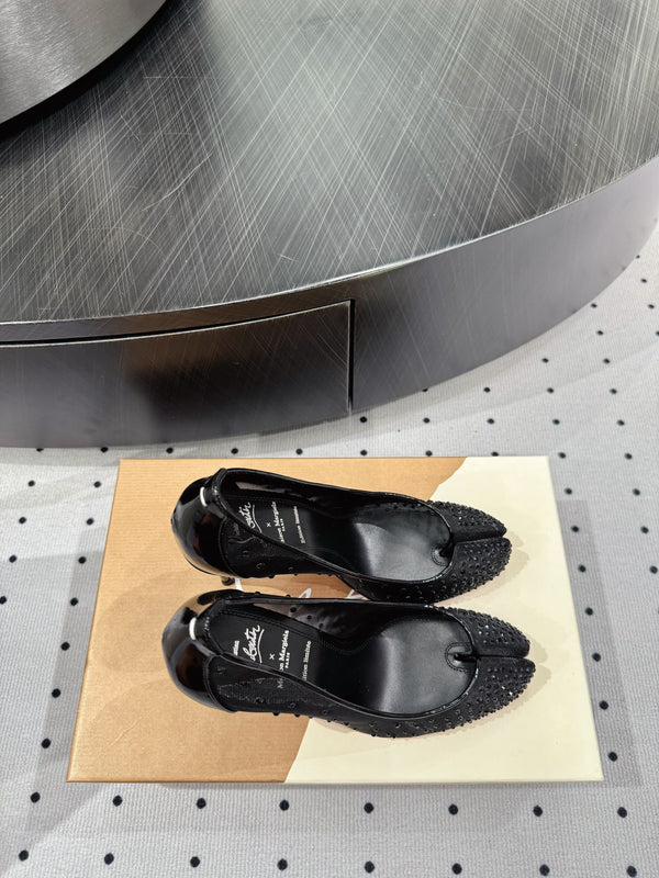 CL x Margiela 25 Diamond Pumps Black Fabric Lace Swarovski 296038