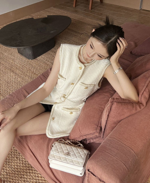 CC 25 Lady Vest Ivory Cotton