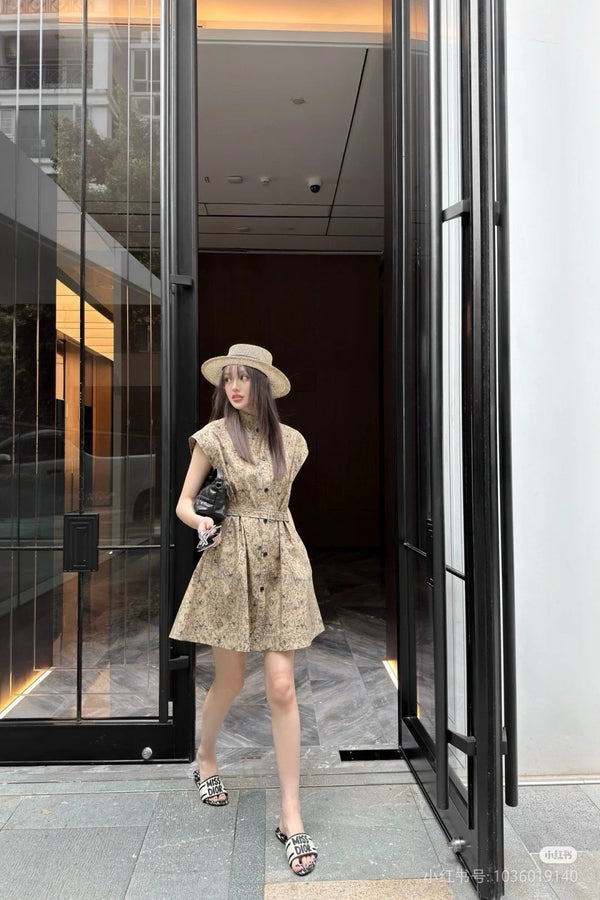 CD Butterfly Print Dress Cotton