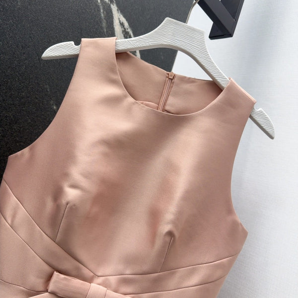 CD 25 Bow Sleeveless Mini Dress Pink Satin