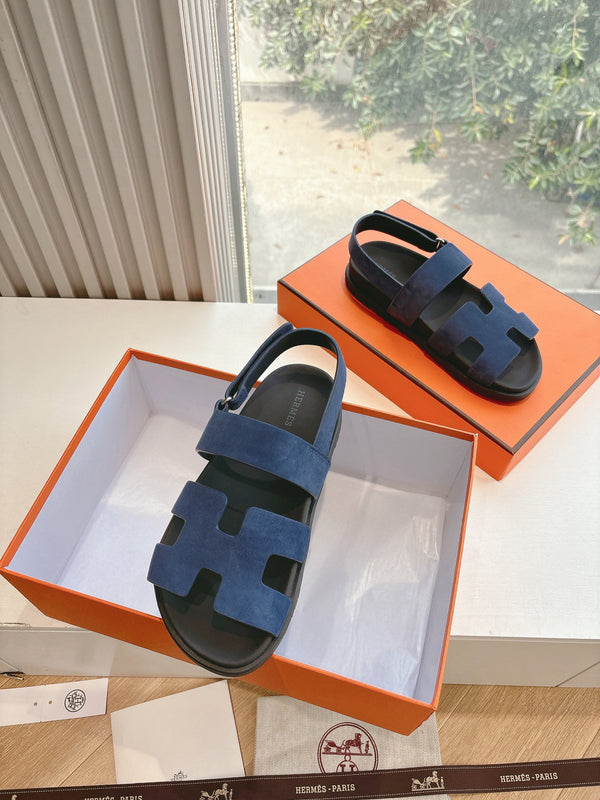 Sandalo HM 25 Genius in pelle di vitello scamosciata blu scuro