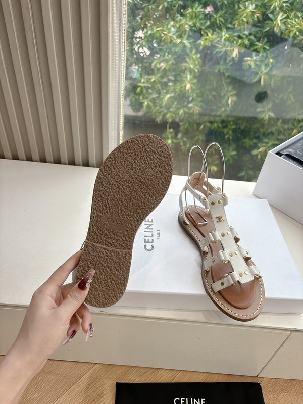 CL Lympia Gladiator Sandal In White Tan Calfskin 319898