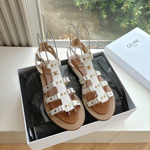 CL Lympia Gladiator Sandal In White Tan Calfskin 319898