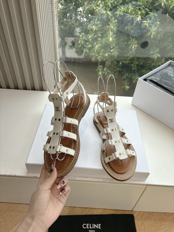 CL Lympia Gladiator Sandal In White Tan Calfskin 319898