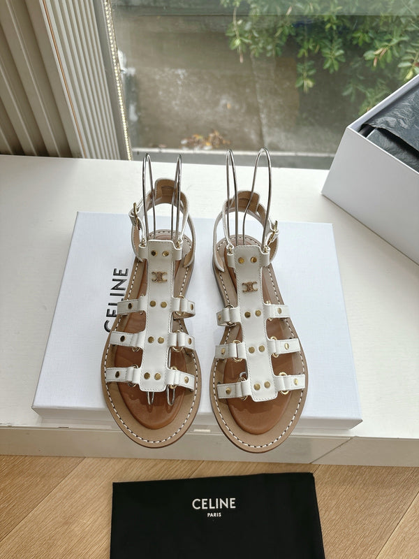 CL Lympia Gladiator Sandal In White Tan Calfskin 319898