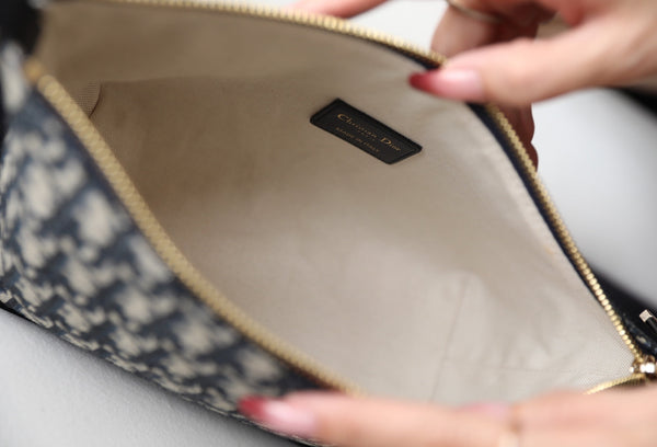 CD Monogram Nonad Lunch Bag Blue Beige Canvas