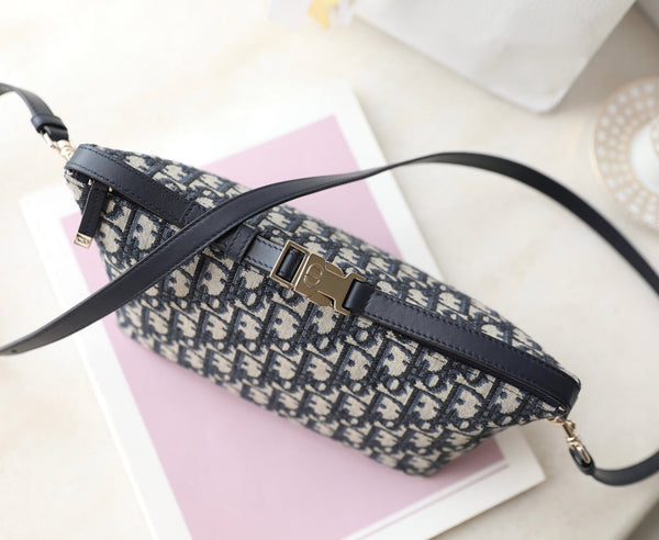 CD Monogram Nonad Lunch Bag Blue Beige Canvas