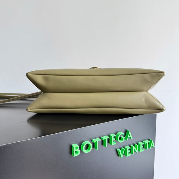 BV Liberta Crossbody Bag Buckle 30cm Olive Green Cowhide