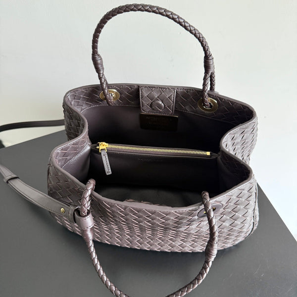 BV Basket Handbag 31cm Chocolote Intrecciato Leather