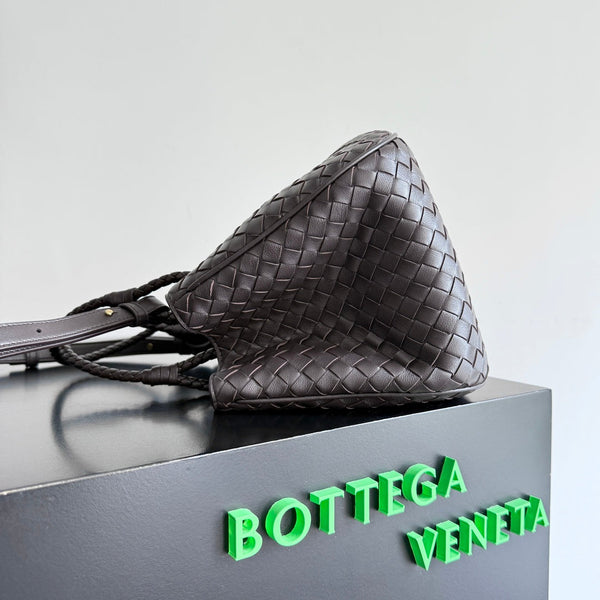 BV Basket Handbag 31cm Chocolote Intrecciato Leather