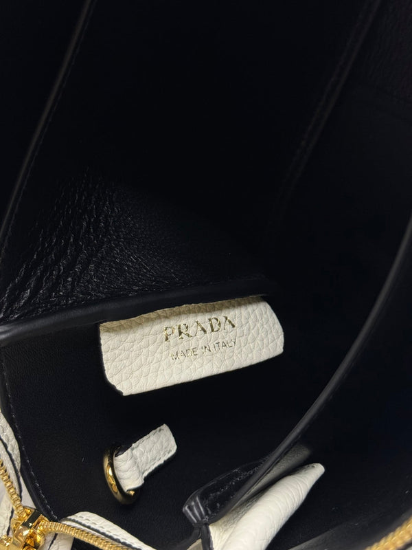 Prada Small Bag 23cm White Grain Leather GHW