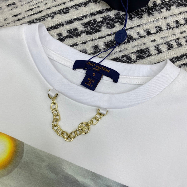 LV Round Neck T-shirt White Cotton