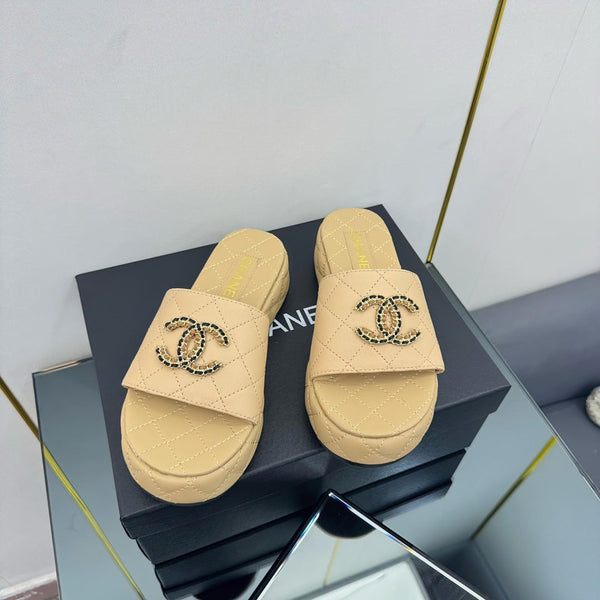 CC 25 Flatform Slide Yellow Leather 238489