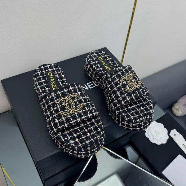 Ciabatta flatform CC 25 in tessuto nero 238492