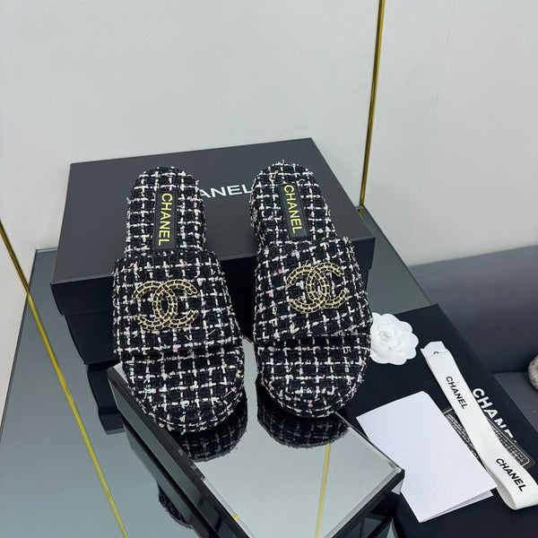 Ciabatta flatform CC 25 in tessuto nero 238492