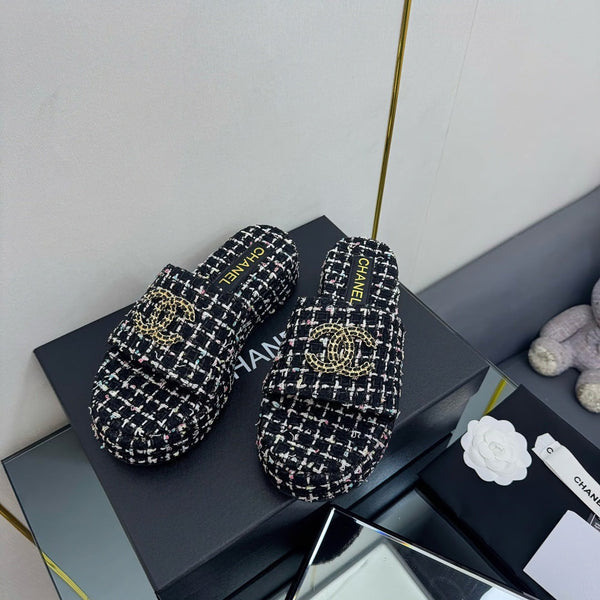 Ciabatta flatform CC 25 in tessuto nero 238492