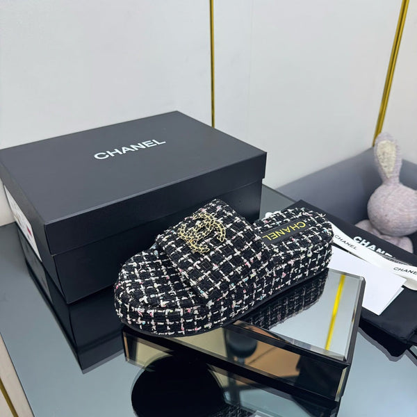 Ciabatta flatform CC 25 in tessuto nero 238492