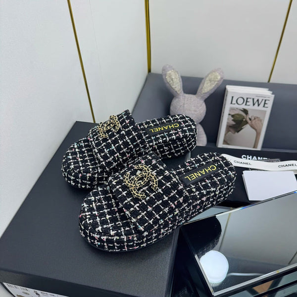 Ciabatta flatform CC 25 in tessuto nero 238492